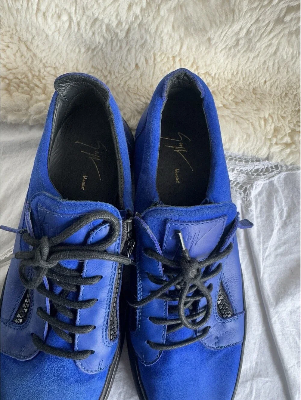 Giuseppe Zanotti Blue Leather Frankie Low Top Sneakers Size 43.5